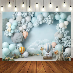 Lofaris Light Blue Balloon Hot Air Birthday Backdrop