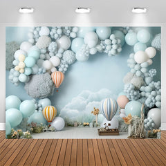 Lofaris Light Blue Balloon Hot Air Birthday Backdrop