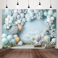 Lofaris Light Blue Balloon Hot Air Birthday Backdrop