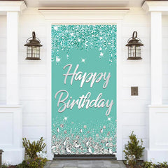 Lofaris Light Blue Glitter Diamonds Birthday Door Cover