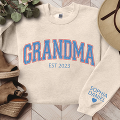 Lofaris Light Blue Grandma Est Letters Custom Sweatshirt