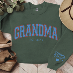 Lofaris Light Blue Grandma Est Letters Custom Sweatshirt