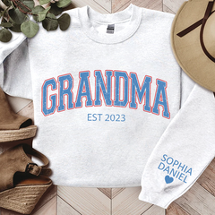 Lofaris Light Blue Grandma Est Letters Custom Sweatshirt