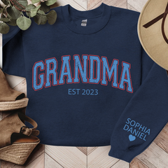 Lofaris Light Blue Grandma Est Letters Custom Sweatshirt