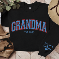 Lofaris Light Blue Grandma Est Letters Custom Sweatshirt