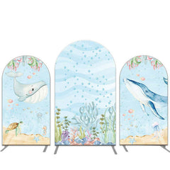 Lofaris Light Blue Seaworld Whales Birthday Arch Backdrop Kit