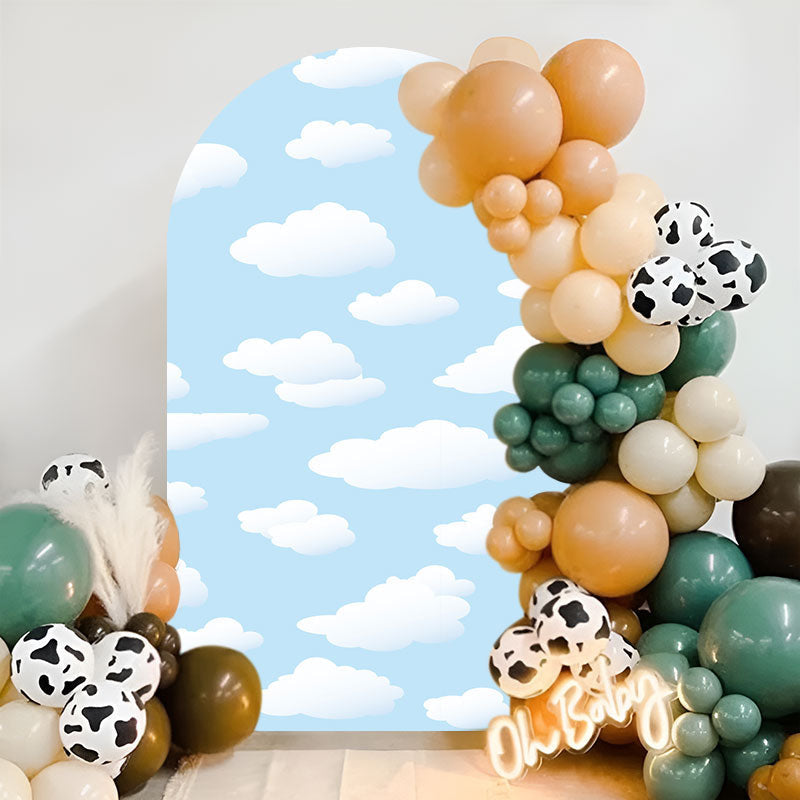 Lofaris Light Blue Sky Clouds Arch Backdrop For Baby Shower