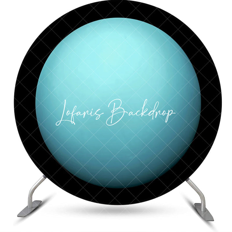 Lofaris Light Blue Uranus Top View Circle Birthday Backdrop