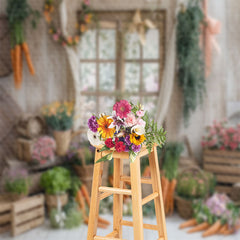 Lofaris Light Brown Spring Carrots Window Easter Backdrop