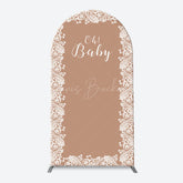 Lofaris Light Brown White Leaf Pattern Oh Baby Arch Backdrop