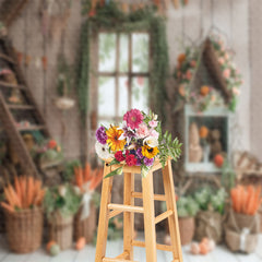 Lofaris Light Brown Wooden Wall Spring Easter Photo Backdrop