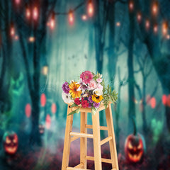 Lofaris Light Bulb Ghost Cemetery Colorful Forest Backdrop