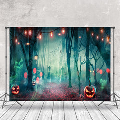 Lofaris Light Bulb Ghost Cemetery Colorful Forest Backdrop