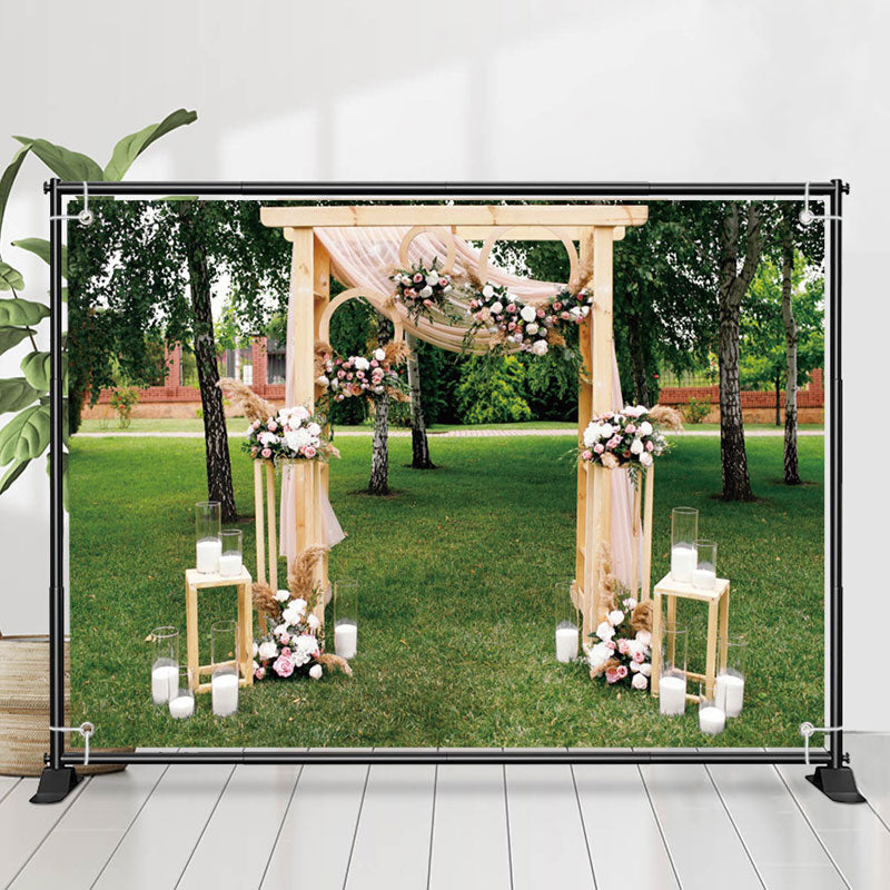 Lofaris Light Color Gauze Curtain Grassland Wedding Backdrop
