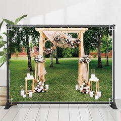 Lofaris Light Color Gauze Curtain Grassland Wedding Backdrop
