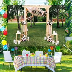 Lofaris Light Color Gauze Curtain Grassland Wedding Backdrop