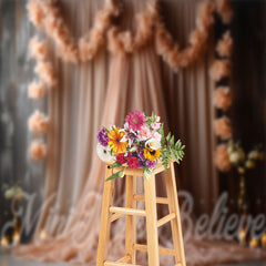 Lofaris Light Colored Gauze Curtain Board Floral Backdrop