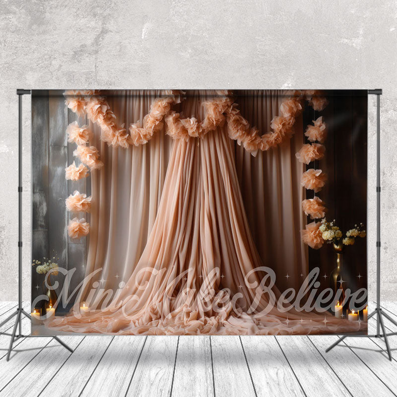 Lofaris Light Colored Gauze Curtain Board Floral Backdrop