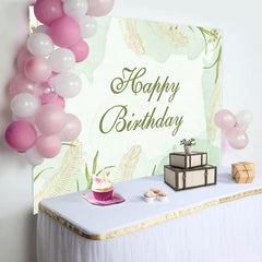 Lofaris Light Green Ink Spring Leaves Birthday Backdrop