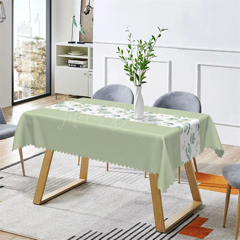 Lofaris Light Green Plant Leaves Spring Rectangle Tablecloth