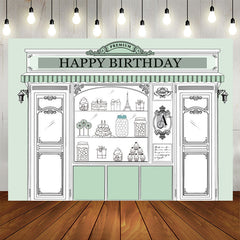 Lofaris Light Green Store Shopwindow Happy Birthday Backdrop