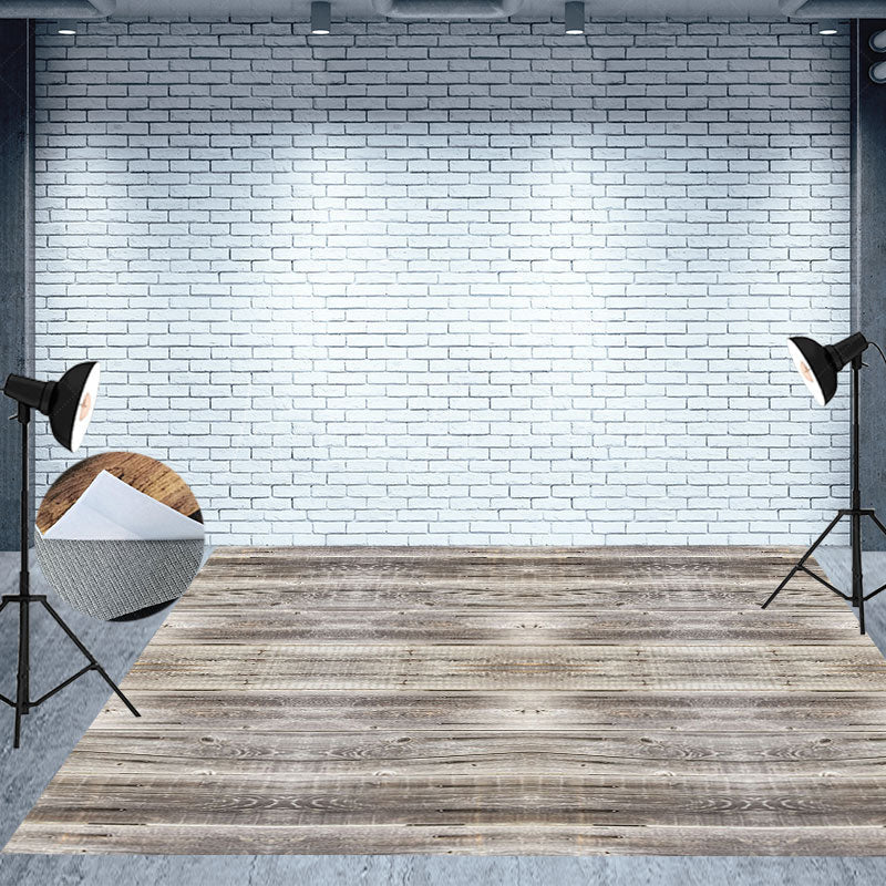 Lofaris Light Grey Classic Texture Wooden Floor Backdrop