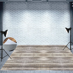 Lofaris Light Grey Classic Texture Wooden Floor Backdrop