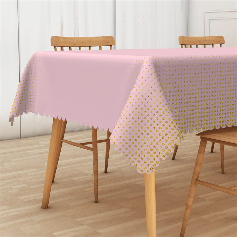 Lofaris Light Pink And Golden Glitter Dots Dining Tablecloth