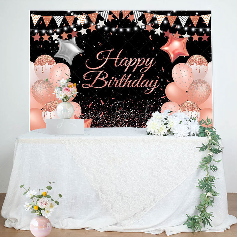 Lofaris Light Pink Glitter Balloon Women Birthday Backdrop