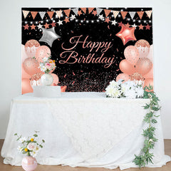 Lofaris Light Pink Glitter Balloon Women Birthday Backdrop
