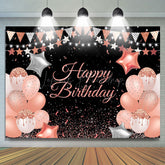 Lofaris Light Pink Glitter Balloon Women Birthday Backdrop