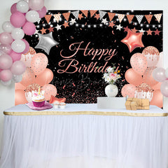 Lofaris Light Pink Glitter Balloon Women Birthday Backdrop