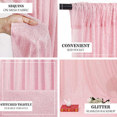 Lofaris Light Pink Sequin Glitter Curtain Birthday Backdrop