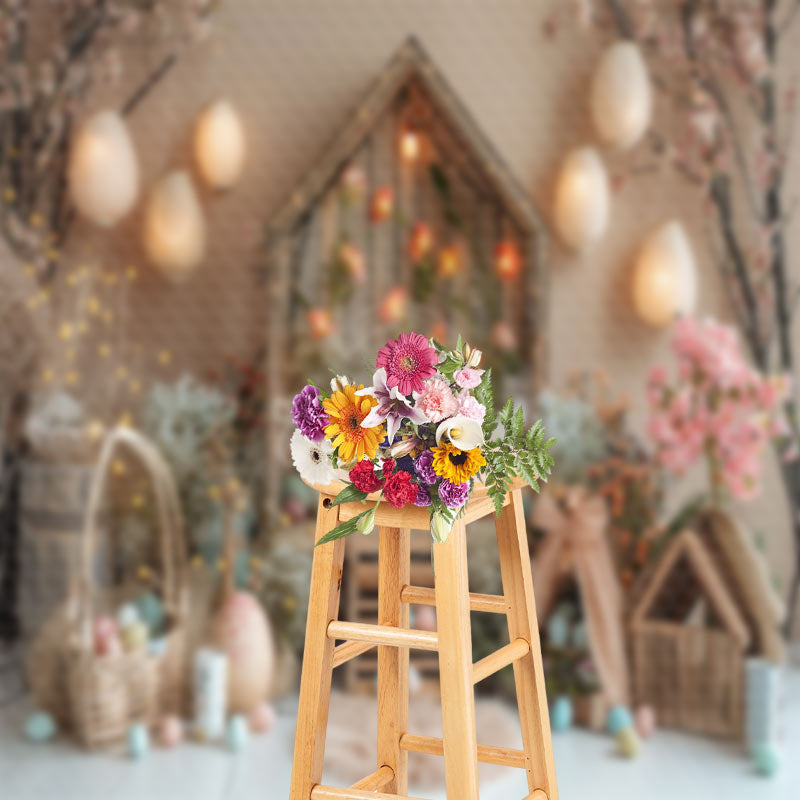 Lofaris Light Pink Wall Floral Wood Door Backdrop For Easter
