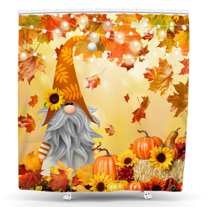 Lofaris Light Pumpkin Sunflower Maple Leaf Shower Curtain