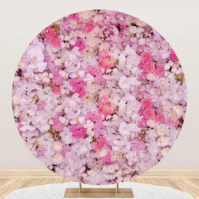 Lofaris Light Purple Red Floral Wall Round Wedding Backdrop