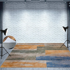 Lofaris Light Yellow Blue Paint Shabby Wood Floor Backdrop