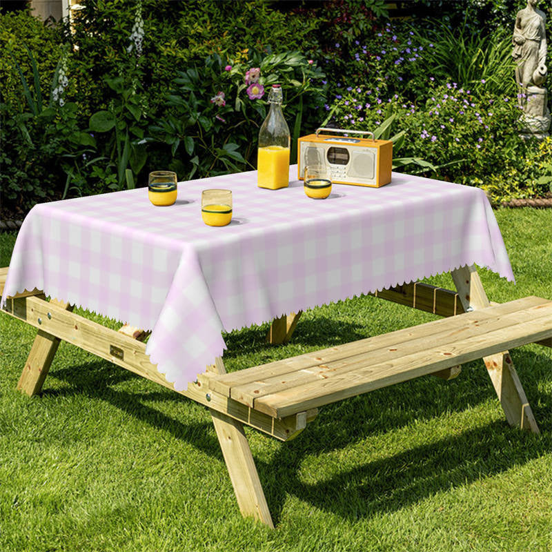 Lofaris Lilac Plaid Boho Rectangle Tablecloth For Kitchen