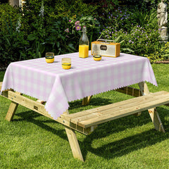 Lofaris Lilac Plaid Boho Rectangle Tablecloth For Kitchen