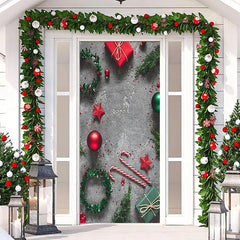 Lofaris Lime Floor Green Leaves Red Gift New Year Door Cover