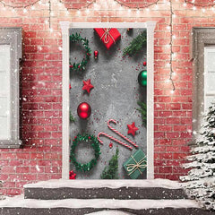 Lofaris Lime Floor Green Leaves Red Gift New Year Door Cover