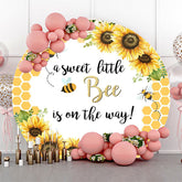 Lofaris Little Bee Honeycomb Floral Round Baby Shower Backdrop