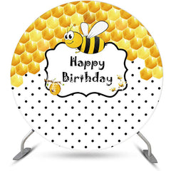 Lofaris Little Bee Honeycomb Round Happy Birthday Backdrop