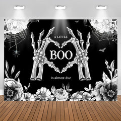Lofaris Little Boo Bones Floral Halloween Baby Shower Backdrop
