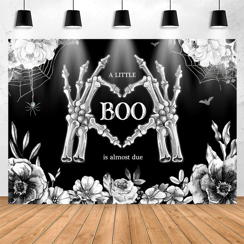 Lofaris Little Boo Bones Floral Halloween Baby Shower Backdrop