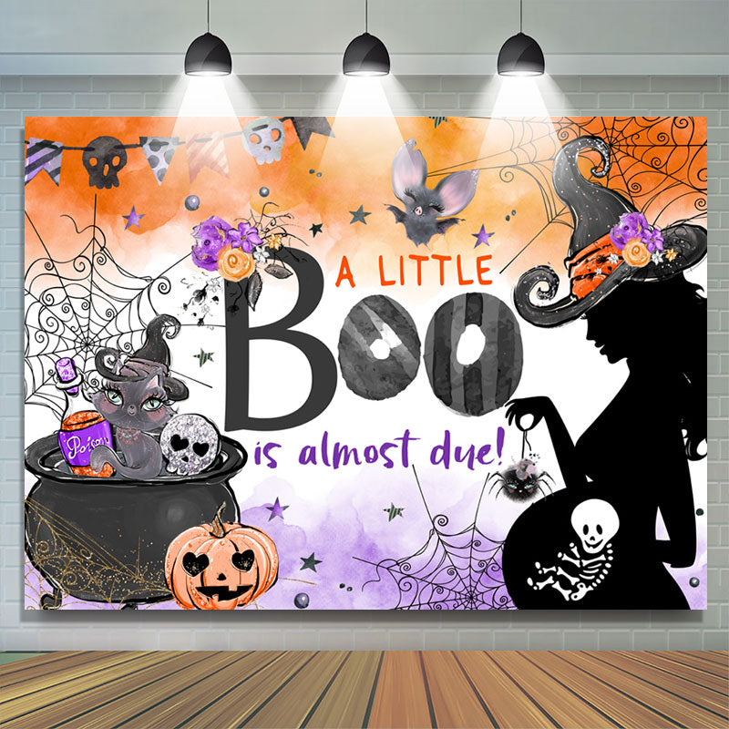 Lofaris Little Boo Halloween Pumpkin Baby Shower Backdrop