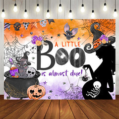 Lofaris Little Boo Halloween Pumpkin Baby Shower Backdrop