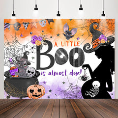Lofaris Little Boo Halloween Pumpkin Baby Shower Backdrop