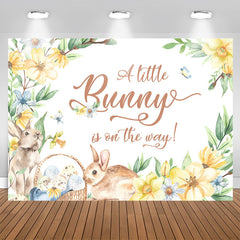 Lofaris Little Bunny On The Way Floral Baby Shower Backdrop