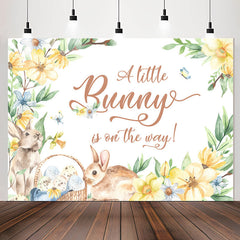 Lofaris Little Bunny On The Way Floral Baby Shower Backdrop